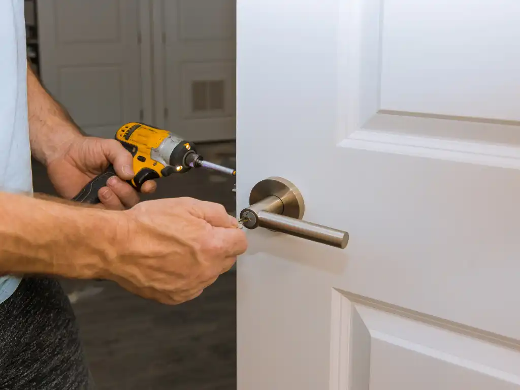 drilling the side lock of a door